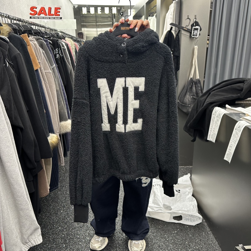 NUEUN東大門㊣實拍女裝新款職業真品衛衣連帽衫加絨泰迪熊高領NUEUN/SEEOT衛衣圖色2