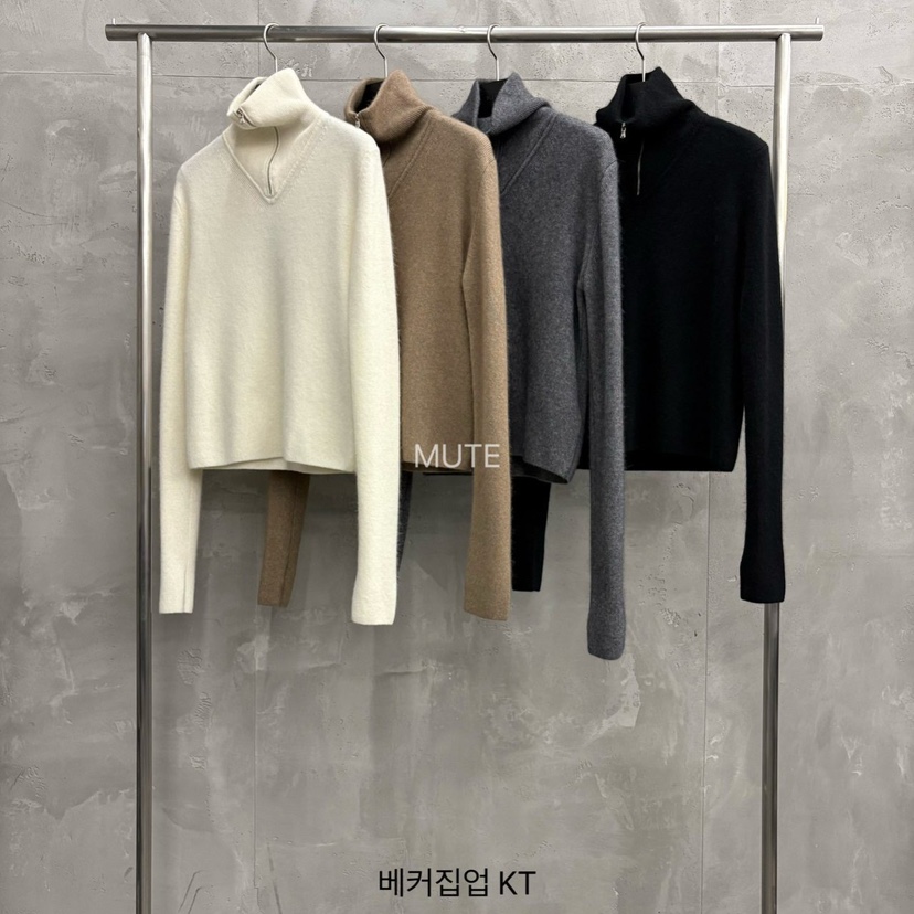 MUTE-P東大門㊣實拍女士新品25秋冬真品熱賣職業針織衫拉鏈MUTE針織衫