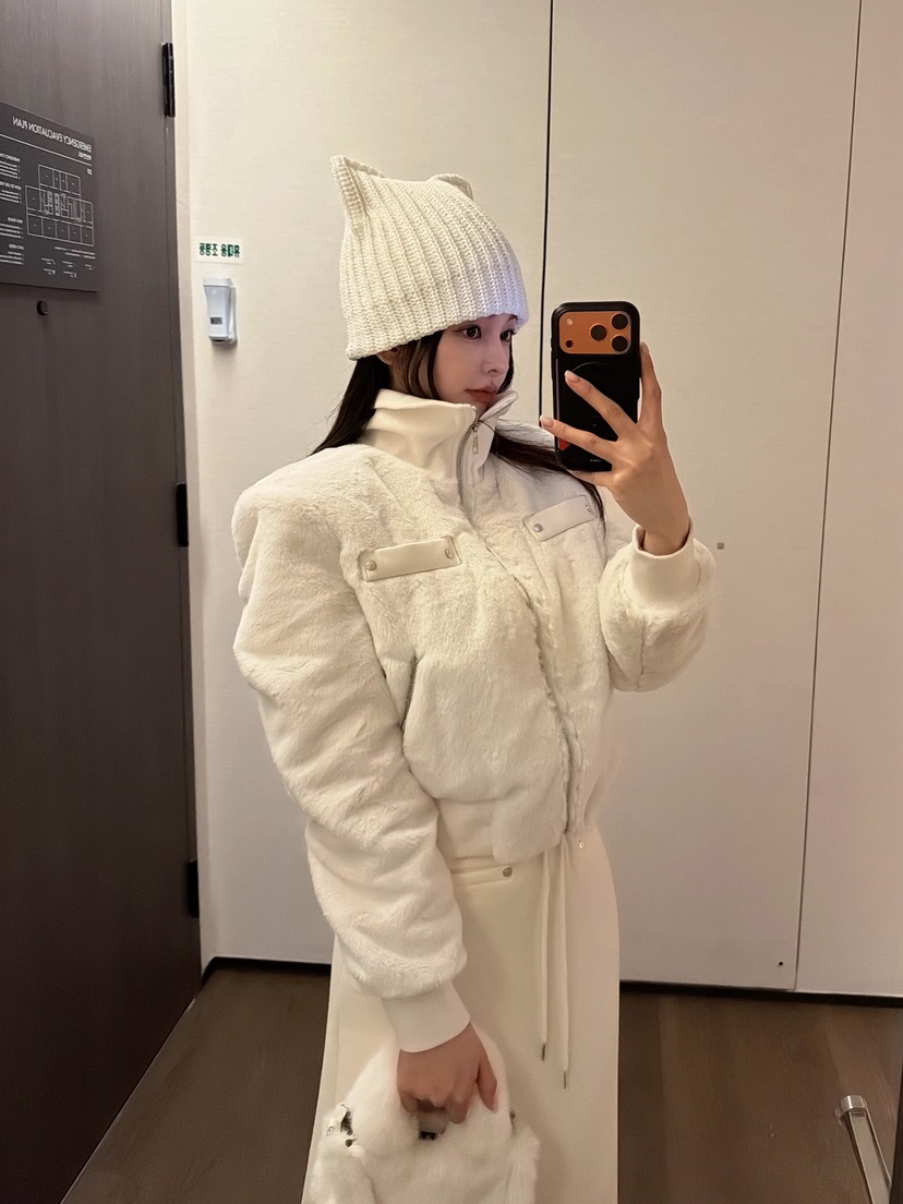 CLOTH東大門㊣實拍女士新款職業時尚真品25秋冬夾克毛絨高領CLOTH夾克