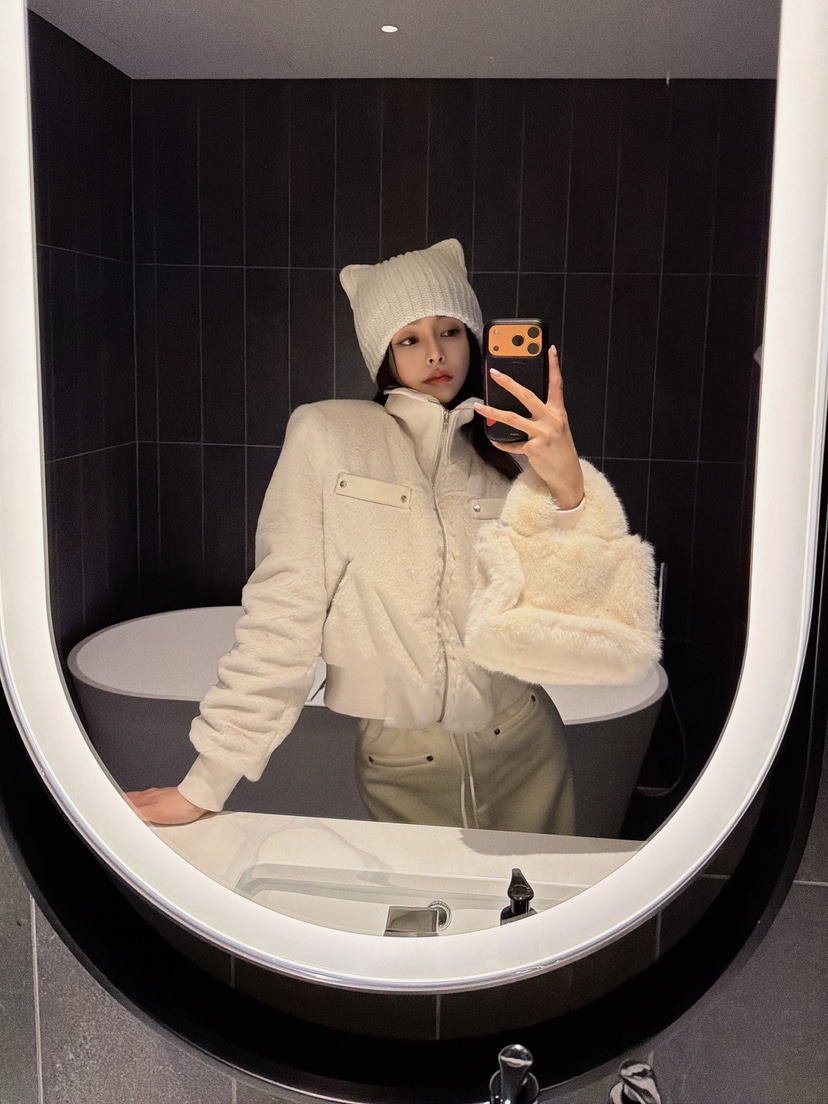 CLOTH東大門㊣實拍女士新款職業時尚真品25秋冬夾克毛絨高領CLOTH夾克