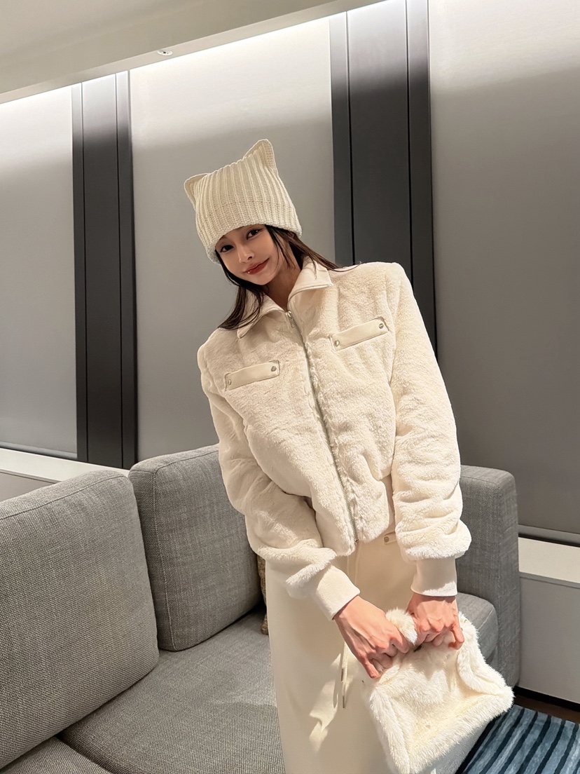 CLOTH東大門㊣實拍女士新款職業時尚真品25秋冬夾克毛絨高領CLOTH夾克