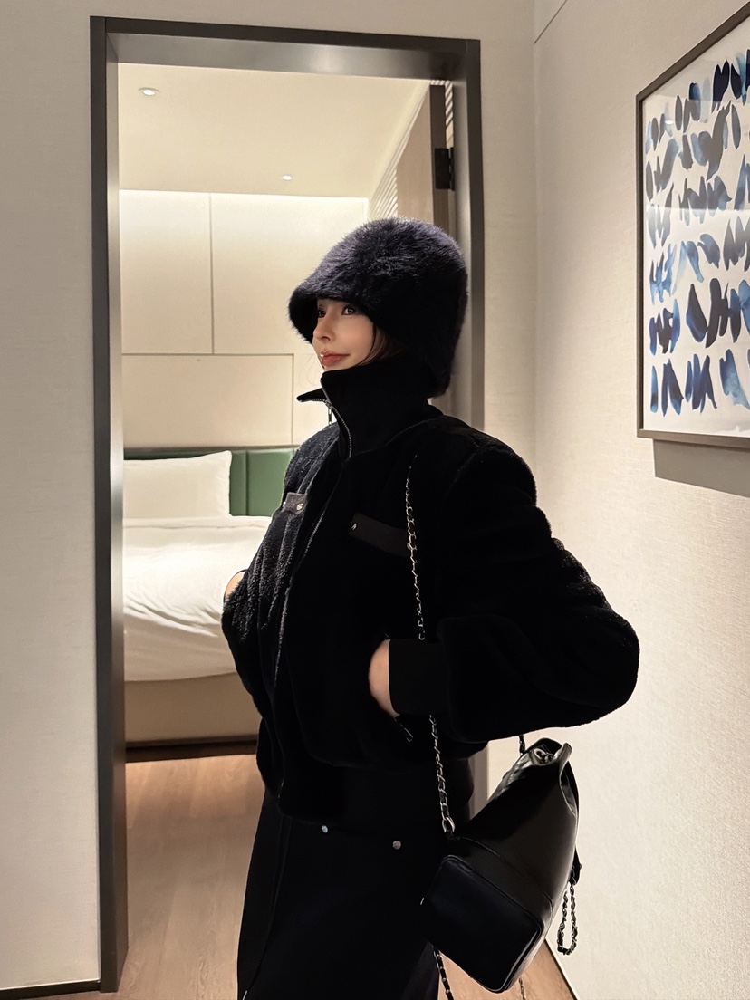 CLOTH東大門㊣實拍女士新款職業時尚真品25秋冬夾克毛絨高領CLOTH夾克