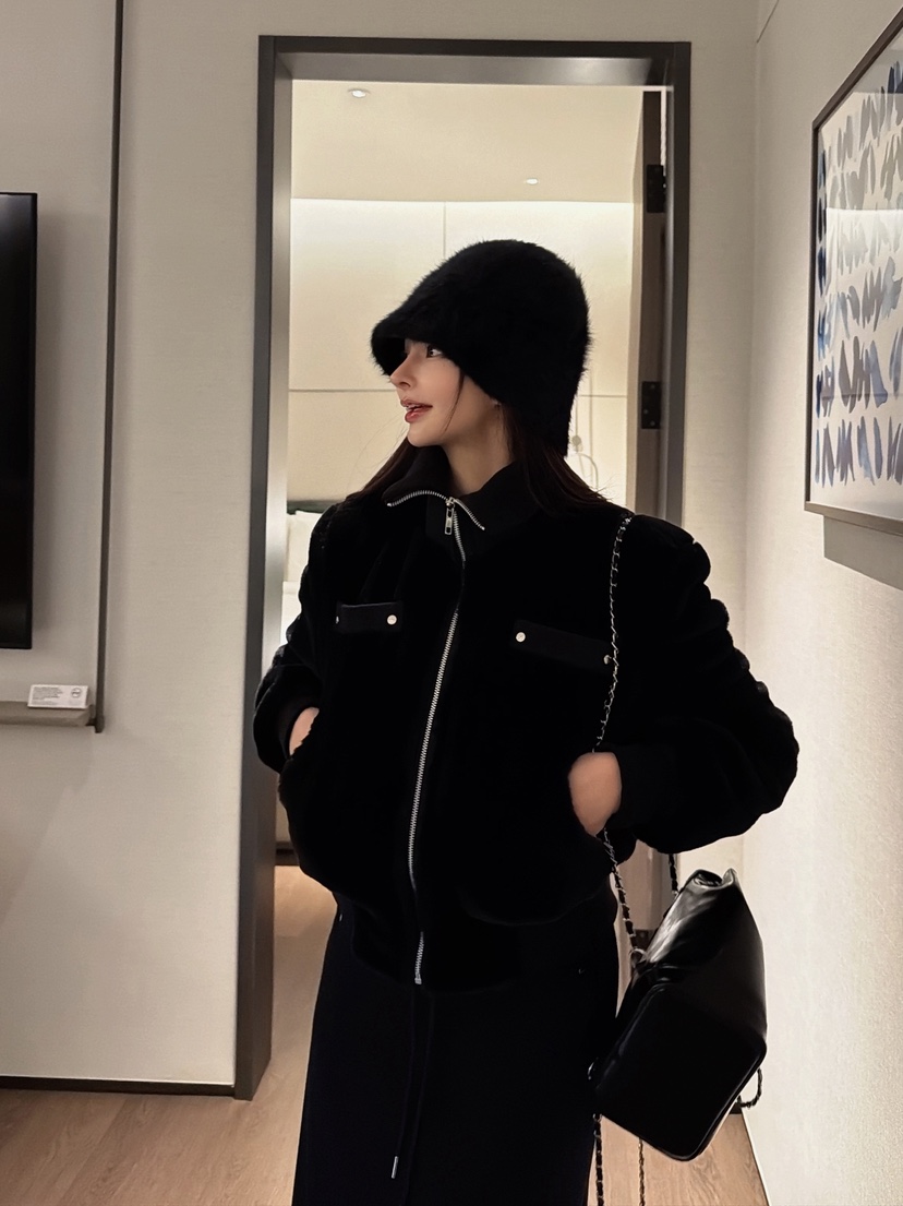CLOTH東大門㊣實拍女士新款職業時尚真品25秋冬夾克毛絨高領CLOTH夾克