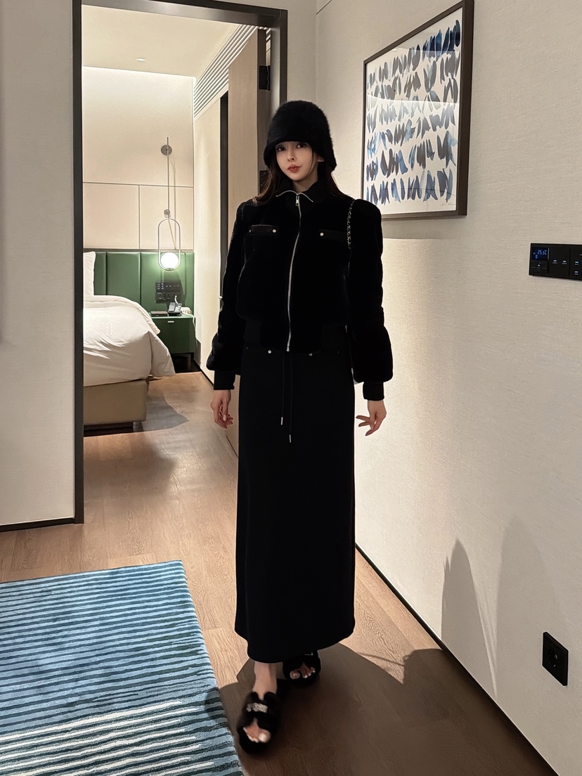 CLOTH東大門㊣實拍女士新款職業時尚真品25秋冬夾克毛絨高領CLOTH夾克