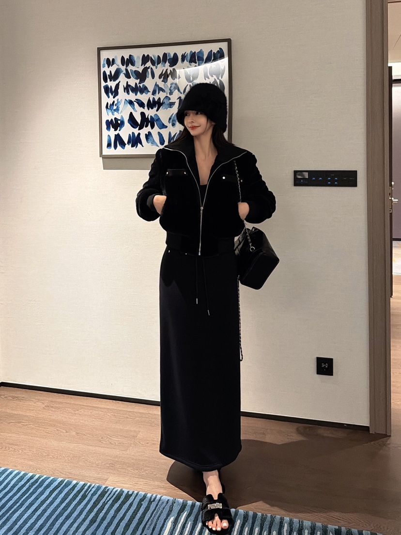 CLOTH東大門㊣實拍女士新款職業時尚真品25秋冬夾克毛絨高領CLOTH夾克