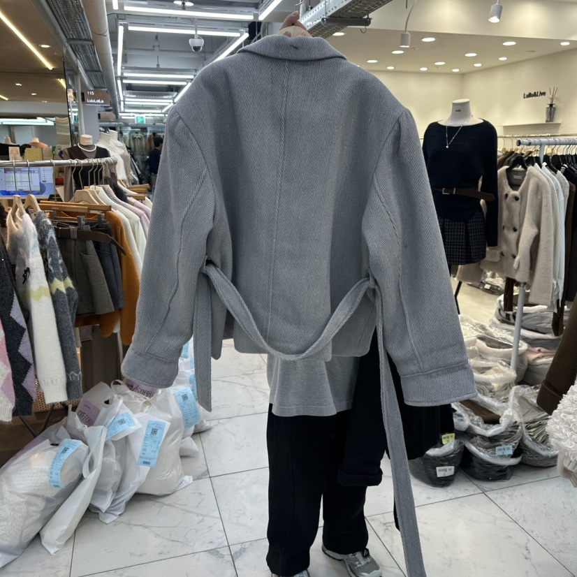 SAGE BRUSH東大門㊣實拍女士新品人氣夾克人字紋含腰帶夾棉絎縫SAGE BRUSH夾克