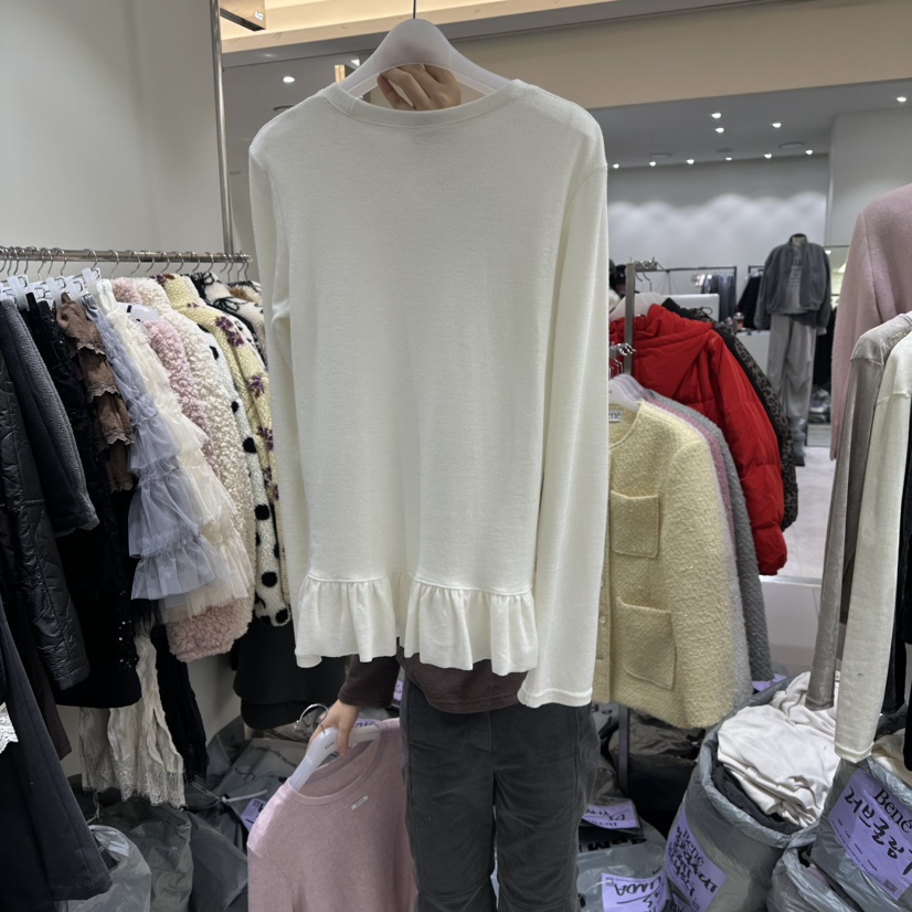 BENE韓國直郵㊣女士新品人氣休閑25秋冬真品職業時尚長袖T恤BENE長袖T恤