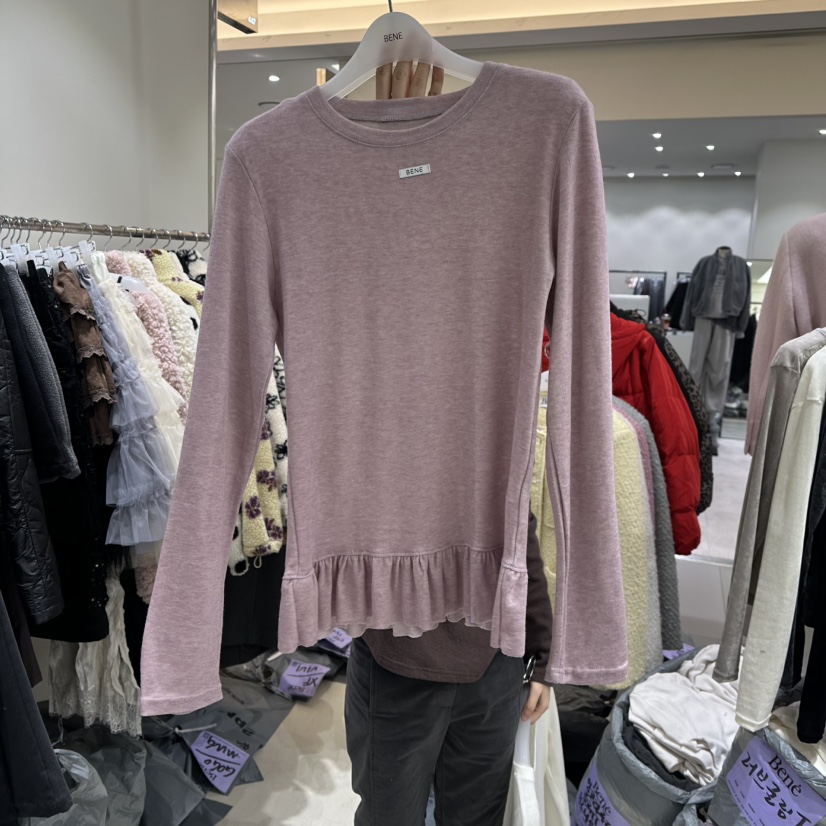 BENE韓國直郵㊣女士新品人氣休閑25秋冬真品職業時尚長袖T恤BENE長袖T恤圖色2