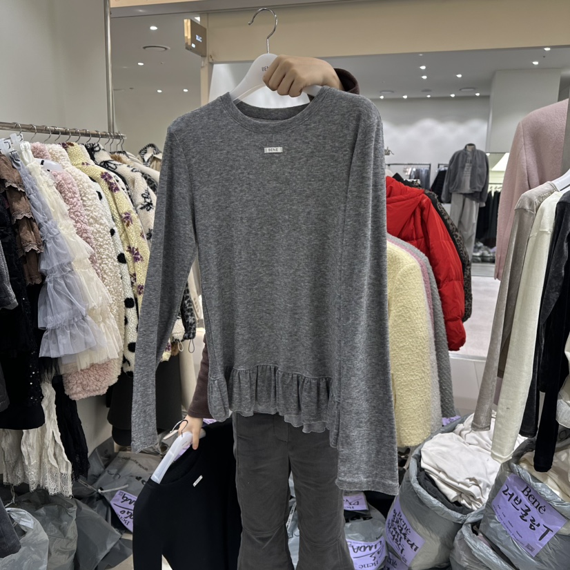 BENE韓國直郵㊣女士新品人氣休閑25秋冬真品職業時尚長袖T恤BENE長袖T恤圖色3