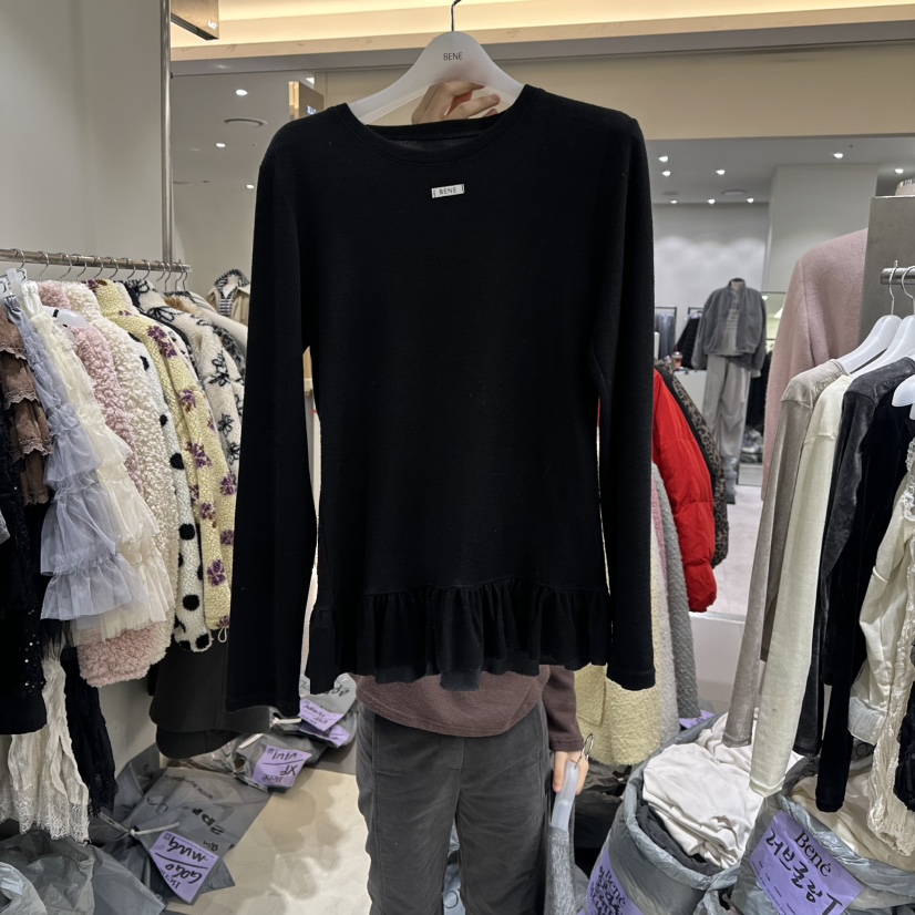 BENE韓國直郵㊣女士新品人氣休閑25秋冬真品職業時尚長袖T恤BENE長袖T恤圖色4