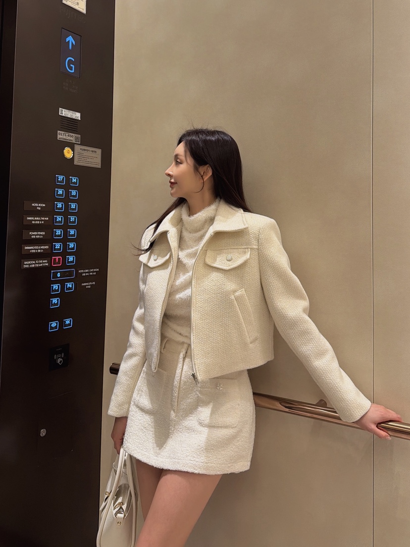 CLOTH東大門㊣直郵女裝新款25秋冬真品職業推薦夾克花呢紐扣CLOTH夾克