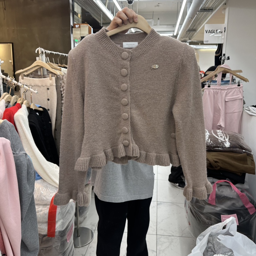 SAGE BRUSH東大門㊣直郵女士新款真品推薦針織衫荷葉邊開衫SAGE BRUSH針織衫圖色3