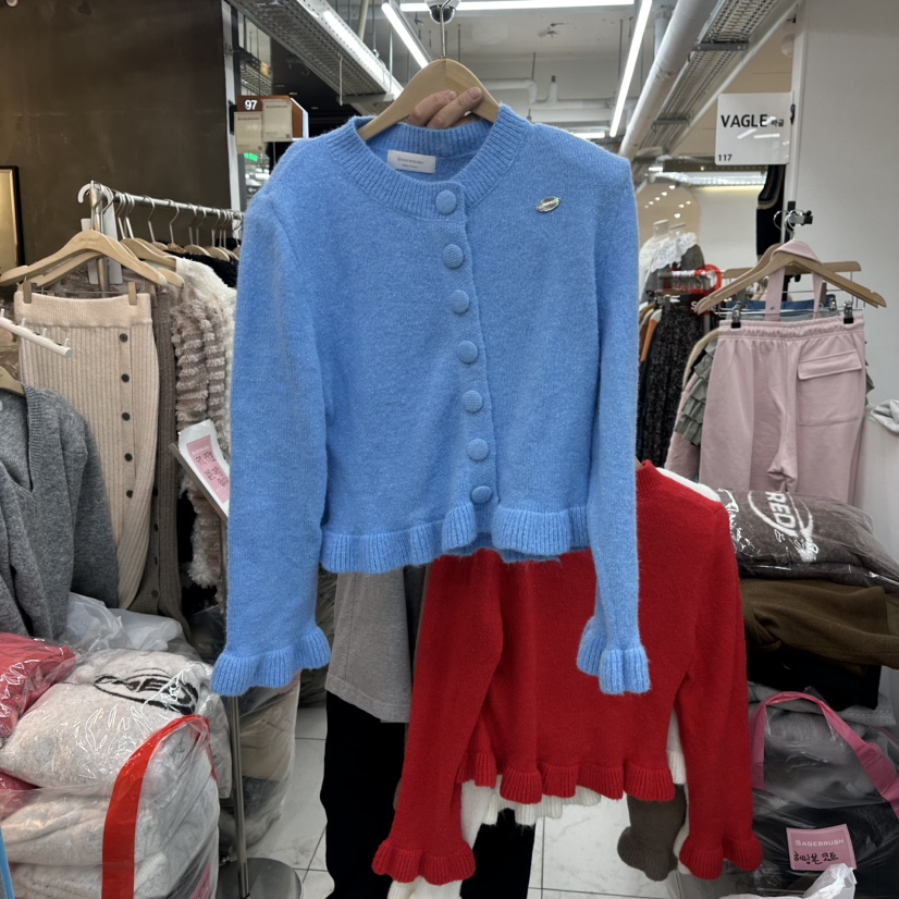 SAGE BRUSH東大門㊣直郵女士新款真品推薦針織衫荷葉邊開衫SAGE BRUSH針織衫圖色5