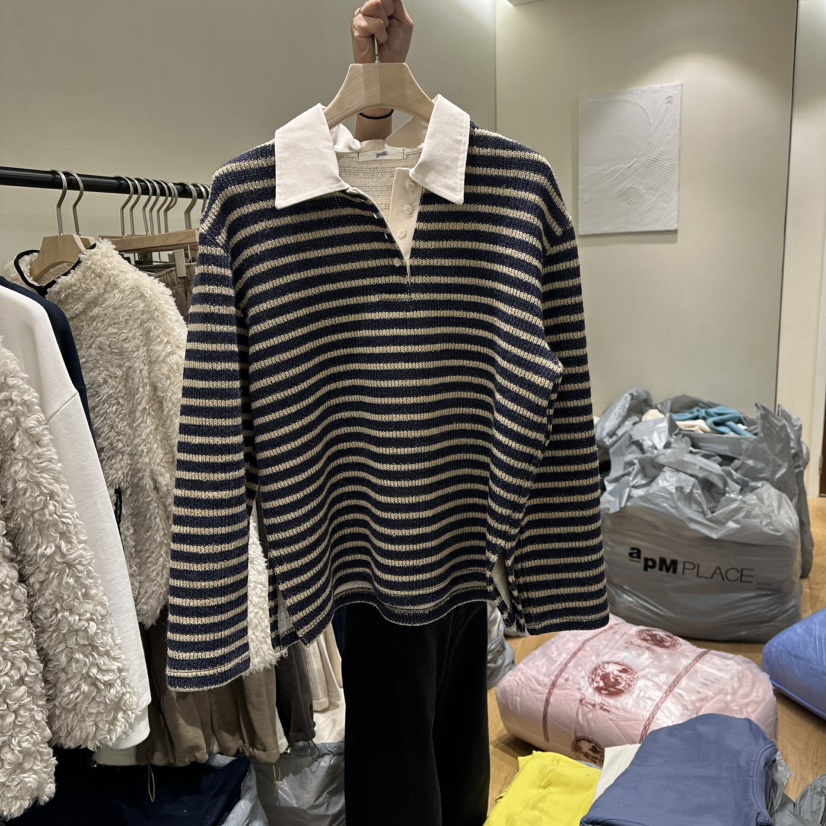 GILLI東大門㊣代購女士新款職業人氣熱賣推薦休閑真品針織衫GILLI針織衫圖色2藍色條紋