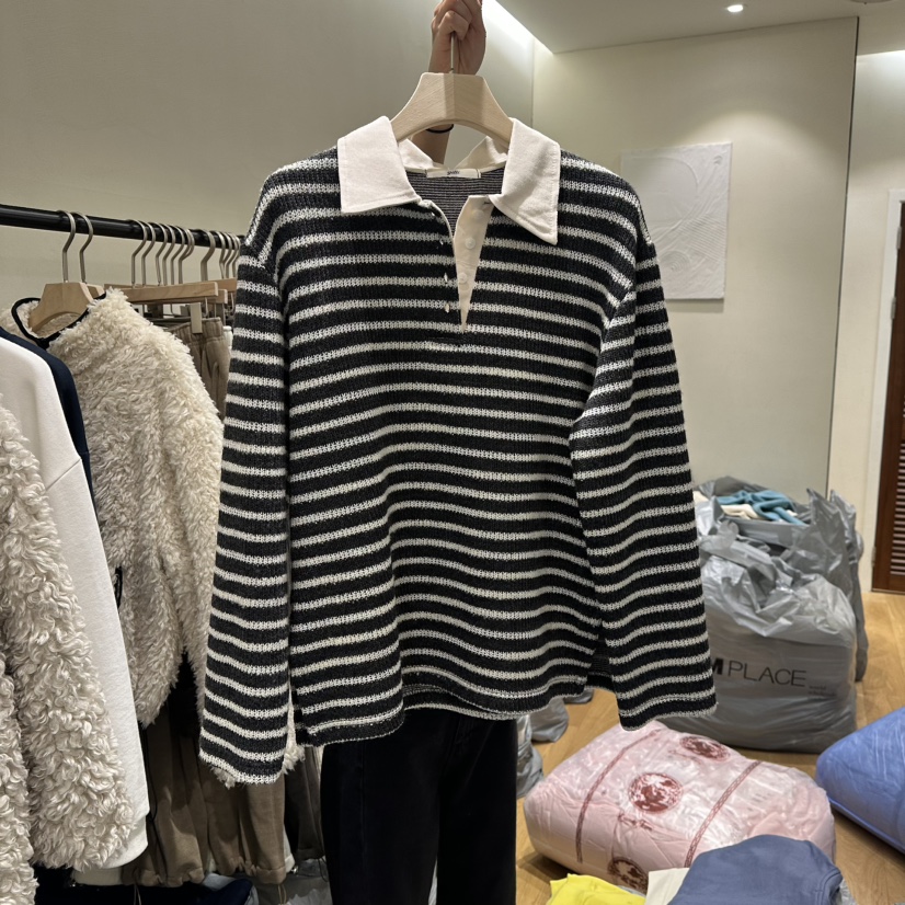 GILLI東大門㊣代購女士新款職業人氣熱賣推薦休閑真品針織衫GILLI針織衫圖色3黑白條紋