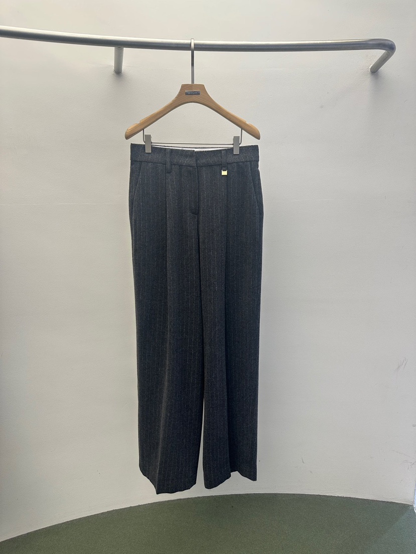 WIDA-P韓國代購㊣女裝新品休閑職業人氣推薦真品休閑褲羊毛WIDA/RENEJ休閑褲圖色3墨色