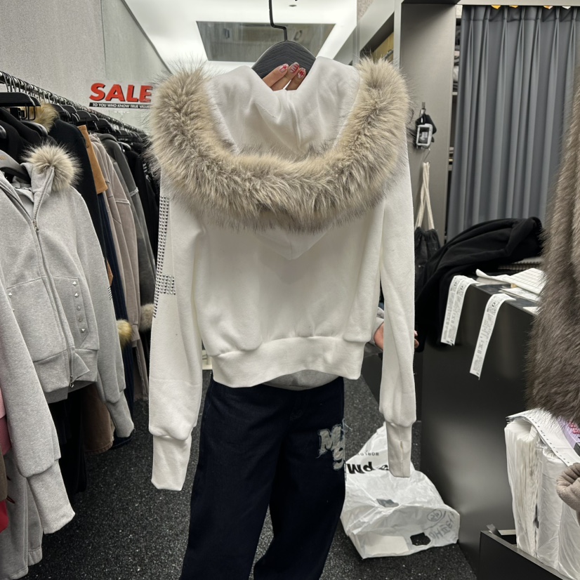 NUEUN東大門㊣直郵女裝新款推薦25秋冬夾克連帽拉鏈衫加絨抓絨NUEUN/SEEOT夾克