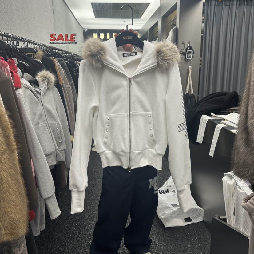 NUEUN東大門㊣直郵女裝新款推薦25秋冬夾克連帽拉鏈衫加絨抓絨NUEUN/SEEOT夾克圖色1