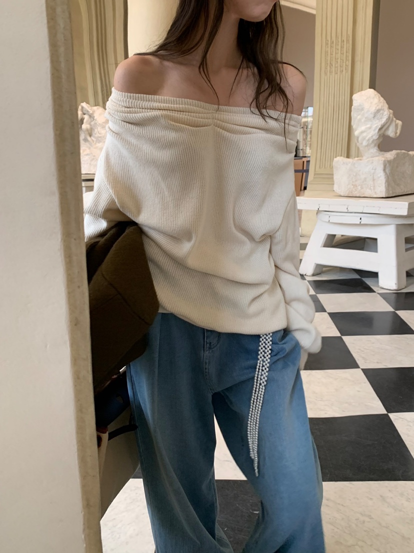 SHOP POSTER東大門㊣直郵女裝新品推薦人氣時尚長袖T恤露肩SHOP_POSTER長袖T恤