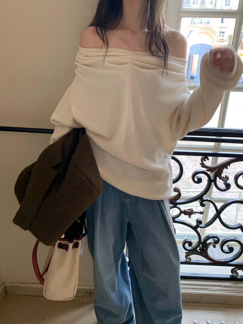 SHOP POSTER東大門㊣直郵女裝新品推薦人氣時尚長袖T恤露肩SHOP_POSTER長袖T恤