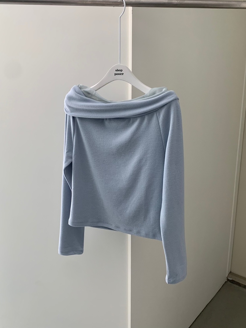 SHOP POSTER東大門㊣直郵女裝新品推薦人氣時尚長袖T恤露肩SHOP_POSTER長袖T恤圖色2