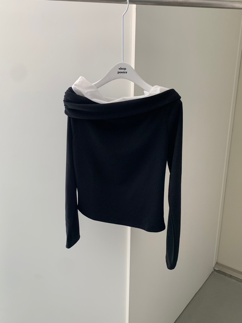 SHOP POSTER東大門㊣直郵女裝新品推薦人氣時尚長袖T恤露肩SHOP_POSTER長袖T恤圖色3