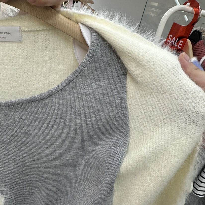 SAGE BRUSH韓國直郵㊣女士新品25秋冬熱賣人氣毛衣假兩件貂絨SAGE BRUSH毛衣