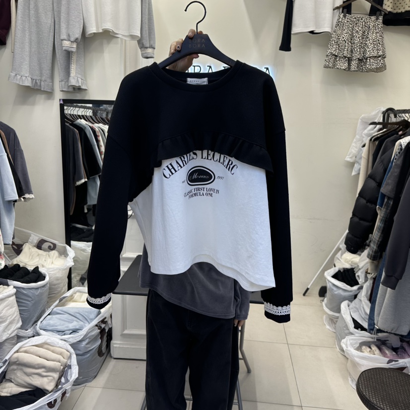 BORA BORA東大門㊣直郵女士新品人氣熱賣休閑衛衣假兩件加絨BORA BORA衛衣圖色2