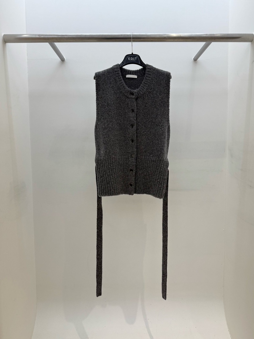 EDIT東大門㊣實拍女士新款時尚25秋冬推薦休閑人氣馬甲含腰帶EDIT馬甲圖色2墨色