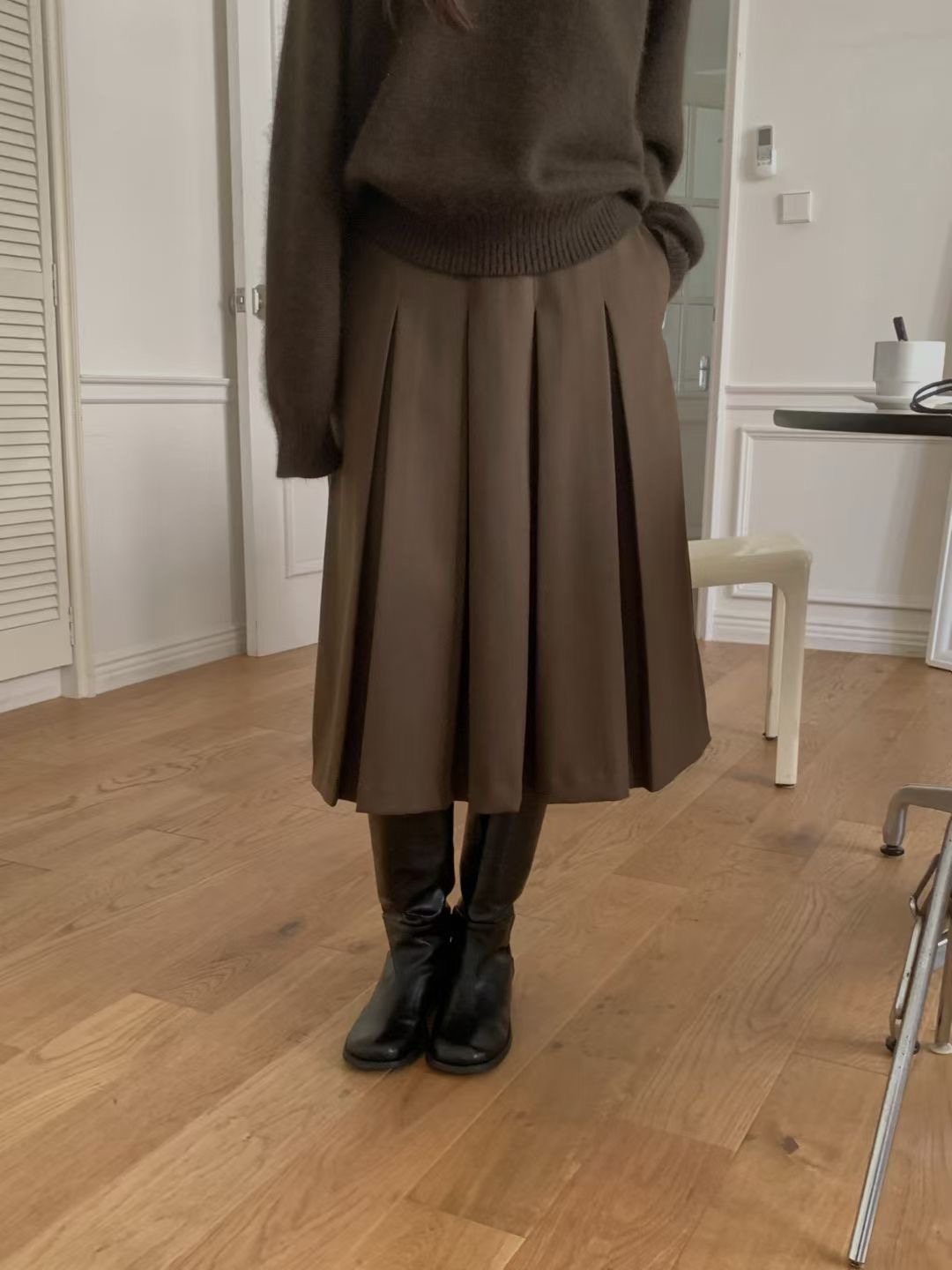 PROPER 프로퍼韓國代購㊣女裝新品休閑真品職業長裙不含腰帶PROPER 프로퍼長裙圖色1