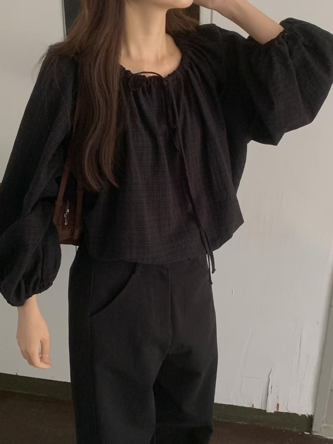 PROPER 프로퍼東大門㊣實拍女裝新品休閑熱賣職業襯衫蕾絲衫PROPER 프로퍼襯衫/蕾絲衫圖色2