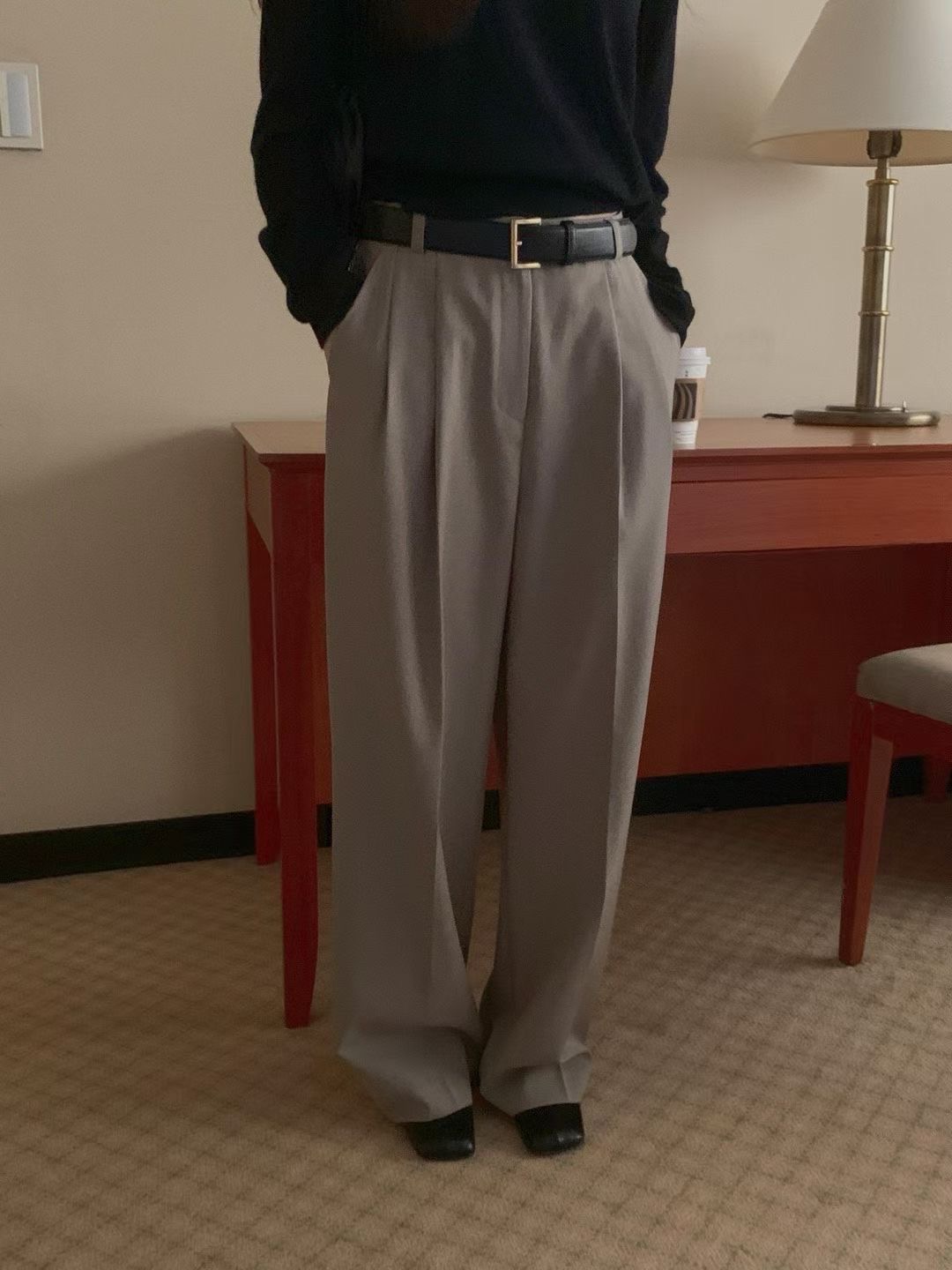 PROPER 프로퍼東大門㊣實拍女士新品時尚25秋冬休閑褲不含腰帶PROPER 프로퍼休閑褲圖色1