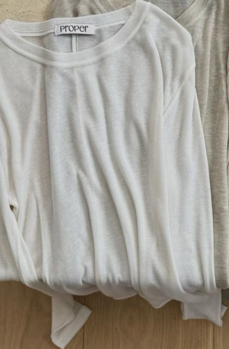 PROPER 프로퍼東大門㊣代購女裝新品25秋冬休閑真品長袖T恤PROPER 프로퍼長袖T恤圖色1