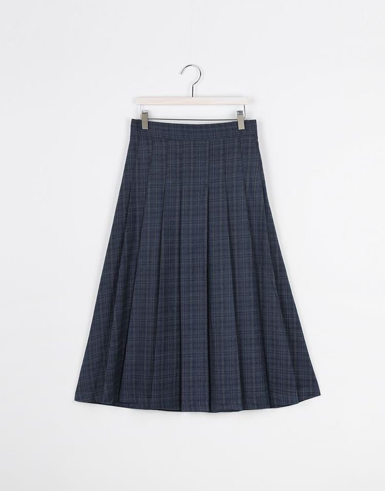 ALLU東大門㊣代購女士新款人氣休閑真品時尚25秋冬長裙格紋褶裥ALLU長裙圖色2