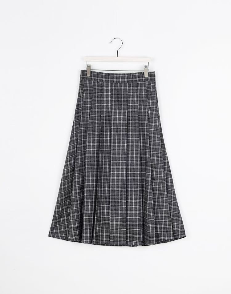 ALLU東大門㊣代購女士新款人氣休閑真品時尚25秋冬長裙格紋褶裥ALLU長裙圖色3