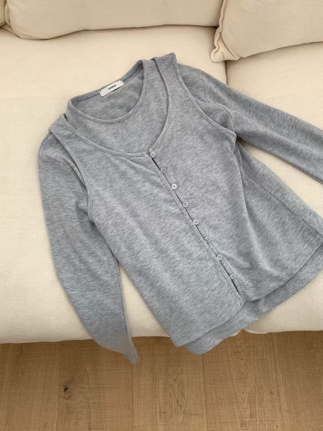 NOMAD東大門㊣直郵女裝新品休閑真品職業25秋冬長袖T恤假兩件NOMAD長袖T恤圖色1