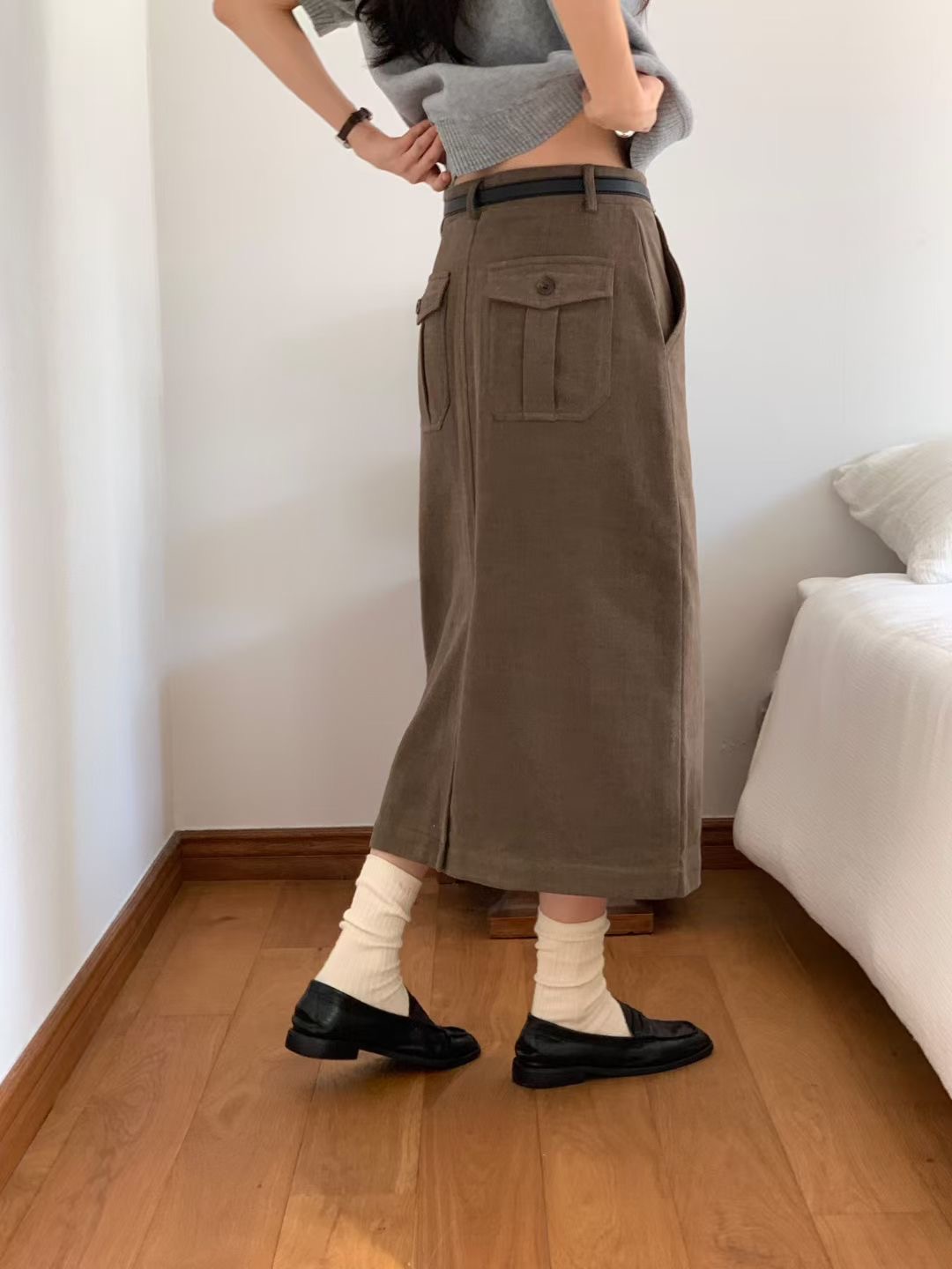 NOMAD韓國直郵㊣女裝新品真品25秋冬休閑人氣時尚長裙不含腰帶NOMAD長裙