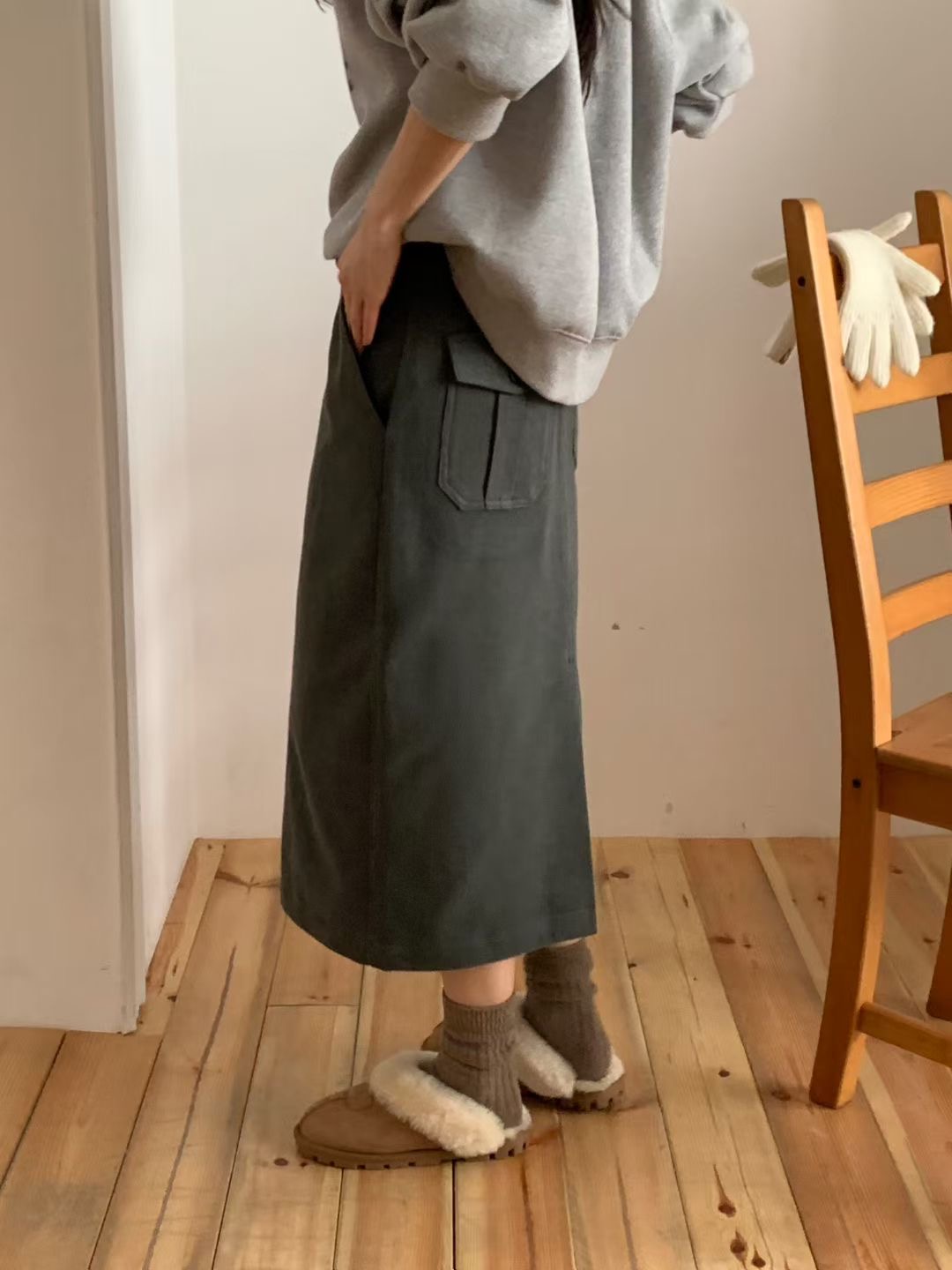 NOMAD韓國直郵㊣女裝新品真品25秋冬休閑人氣時尚長裙不含腰帶NOMAD長裙