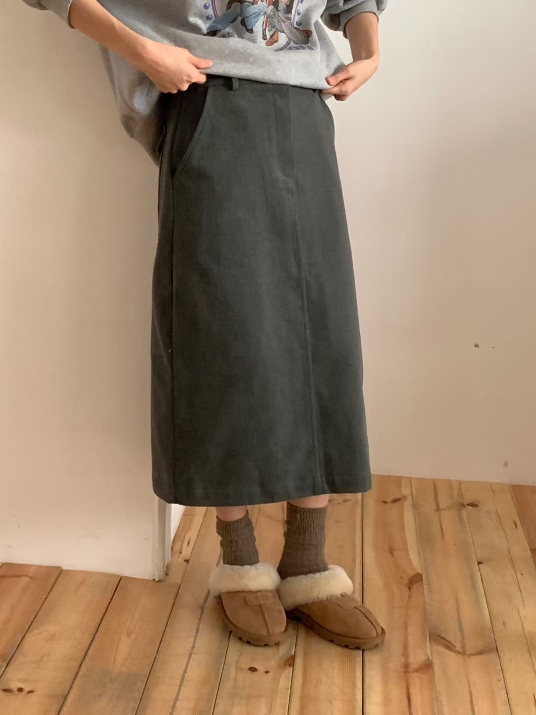 NOMAD韓國直郵㊣女裝新品真品25秋冬休閑人氣時尚長裙不含腰帶NOMAD長裙圖色2