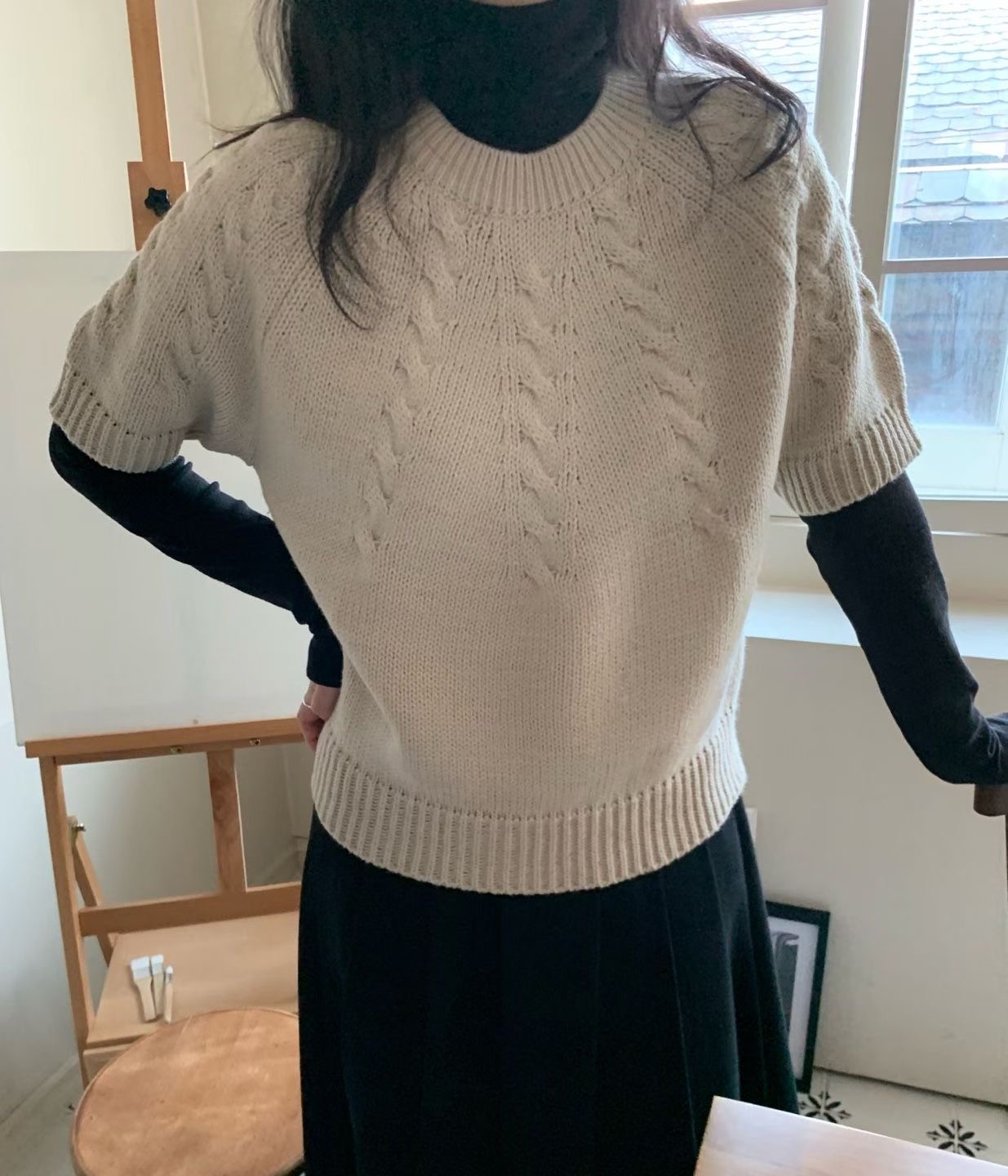 ALLU東大門㊣實拍女士新品人氣熱賣推薦休閑針織衫不含內搭ALLU針織衫圖色1