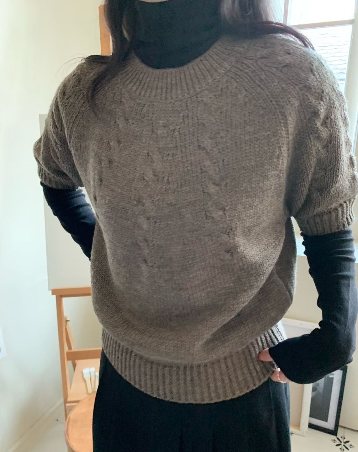 ALLU東大門㊣實拍女士新品人氣熱賣推薦休閑針織衫不含內搭ALLU針織衫圖色2