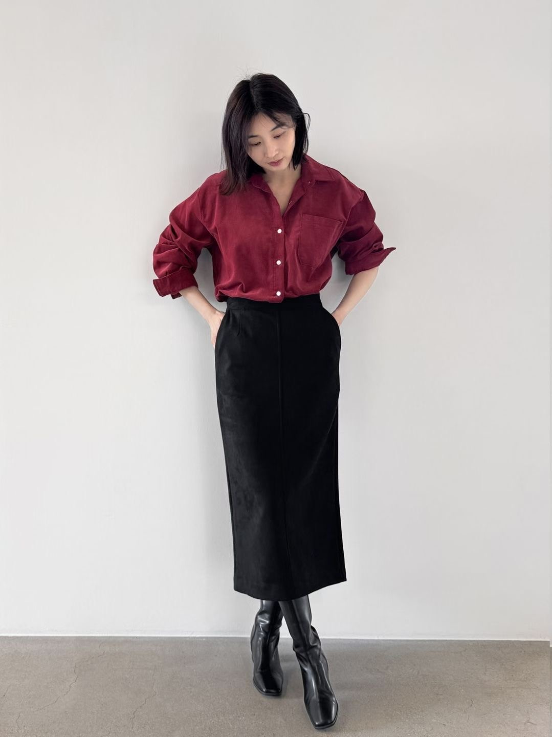 ALLU東大門㊣直郵女裝新品熱賣推薦時尚真品職業休閑長裙絨ALLU長裙