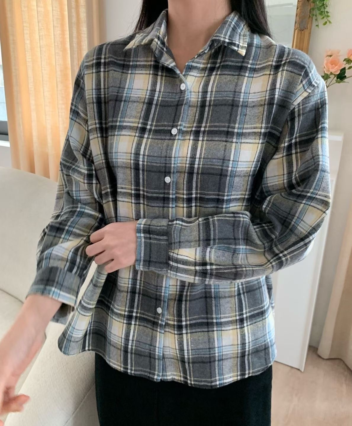 ALLU韓國直郵㊣女裝新款熱賣真品休閑職業推薦時尚襯衫蕾絲衫ALLU襯衫/蕾絲衫圖色2