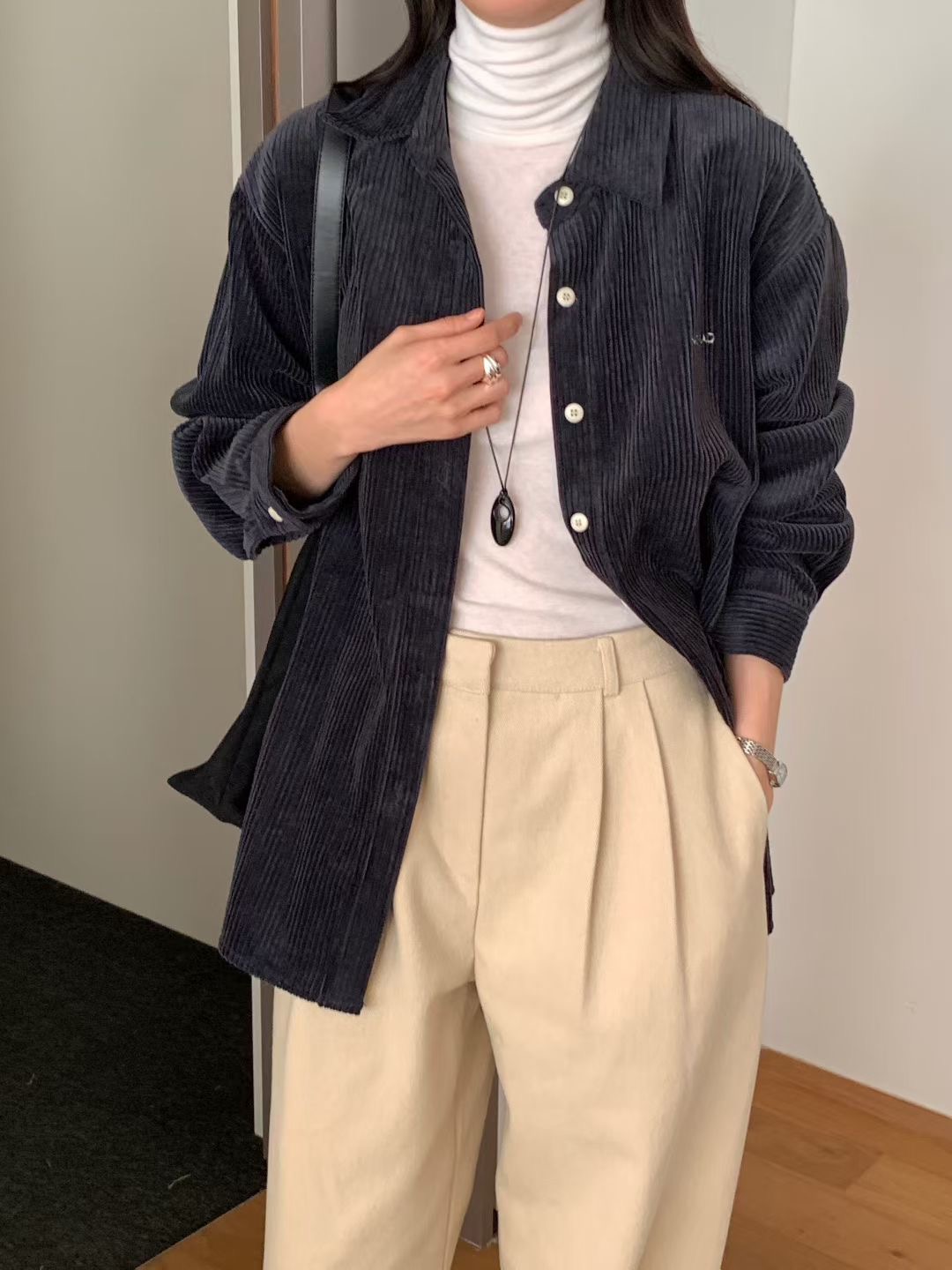 NOMAD東大門㊣實拍女士新品時尚推薦25秋冬襯衫蕾絲衫燈心絨NOMAD襯衫/蕾絲衫圖色3