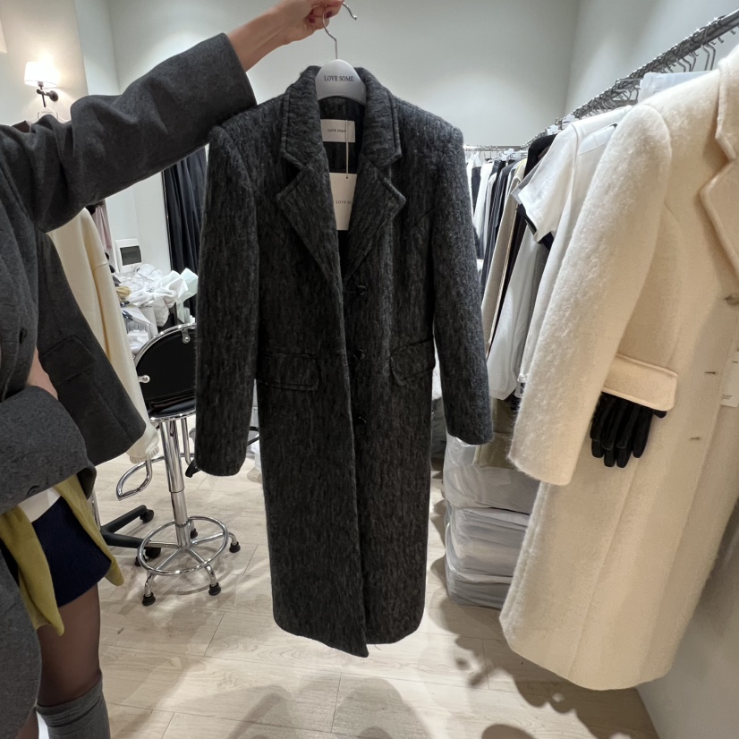 LOVE SOME東大門㊣實拍女士新品人氣職業休閑中長款大衣羊毛LOVE SOME中長款大衣圖色2