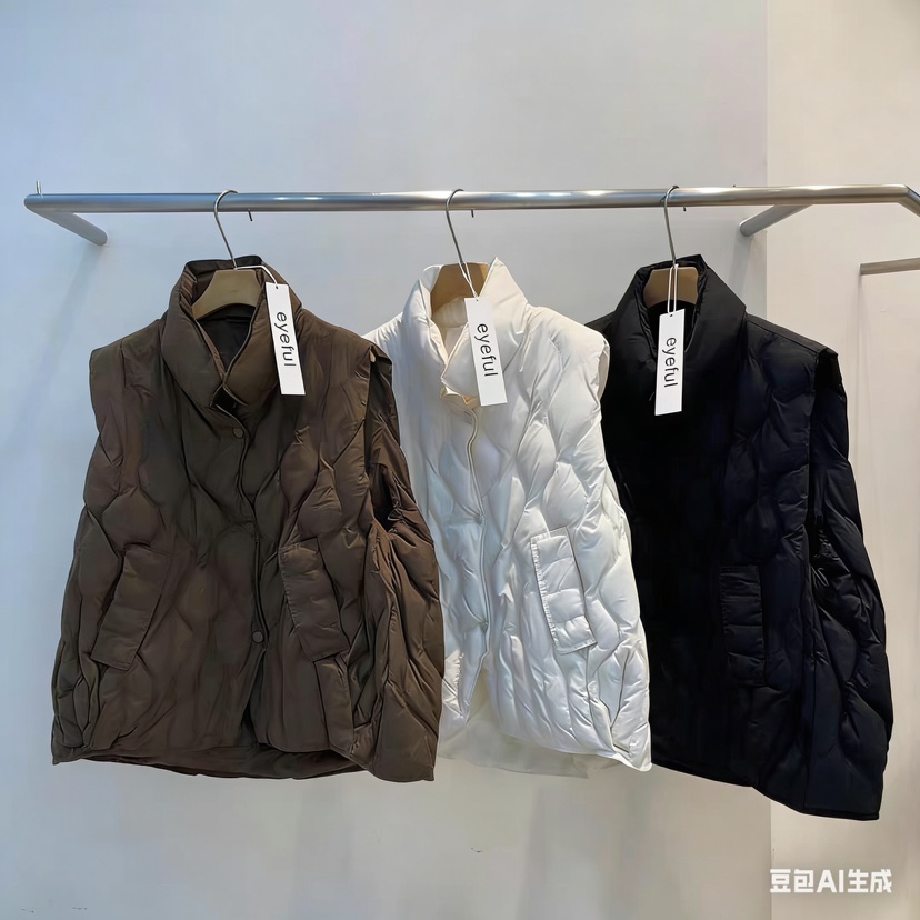 EYEFUL-Q東大門㊣直郵女裝新品熱賣25秋冬推薦馬甲填充鴨絨eyeful馬甲圖色2左二色