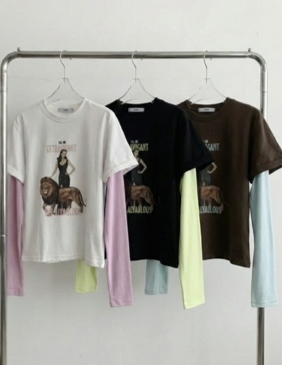 CLODE東大門㊣實拍女裝新品25秋冬真品推薦人氣長袖T恤假兩件CLODE長袖T恤