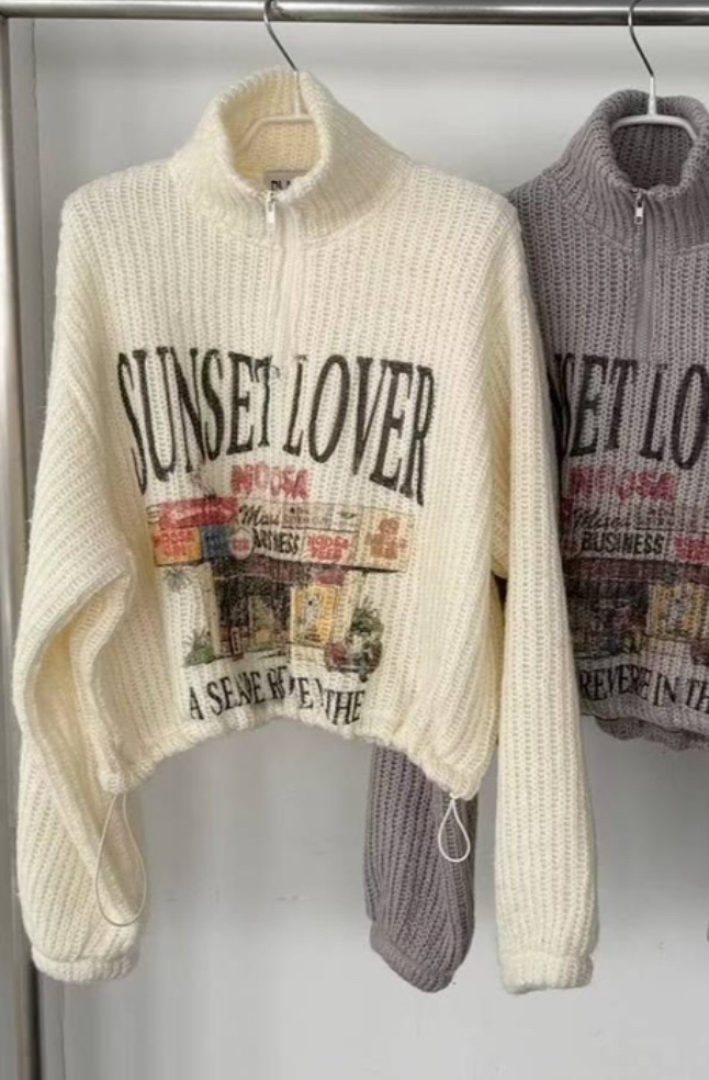 BLACKFRIDAY韓國代購㊣女裝新品時尚職業休閑熱賣針織衫拉鏈BLACK FRIDAY針織衫圖色1