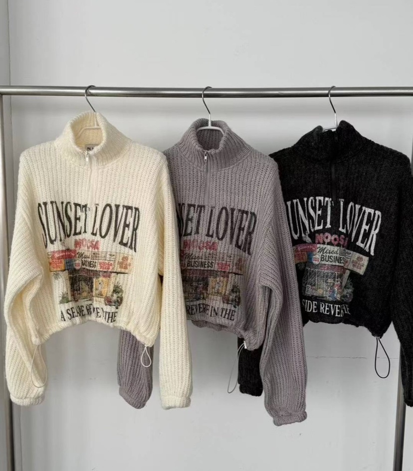 BLACKFRIDAY韓國代購㊣女裝新品時尚職業休閑熱賣針織衫拉鏈BLACK FRIDAY針織衫圖色2左二色