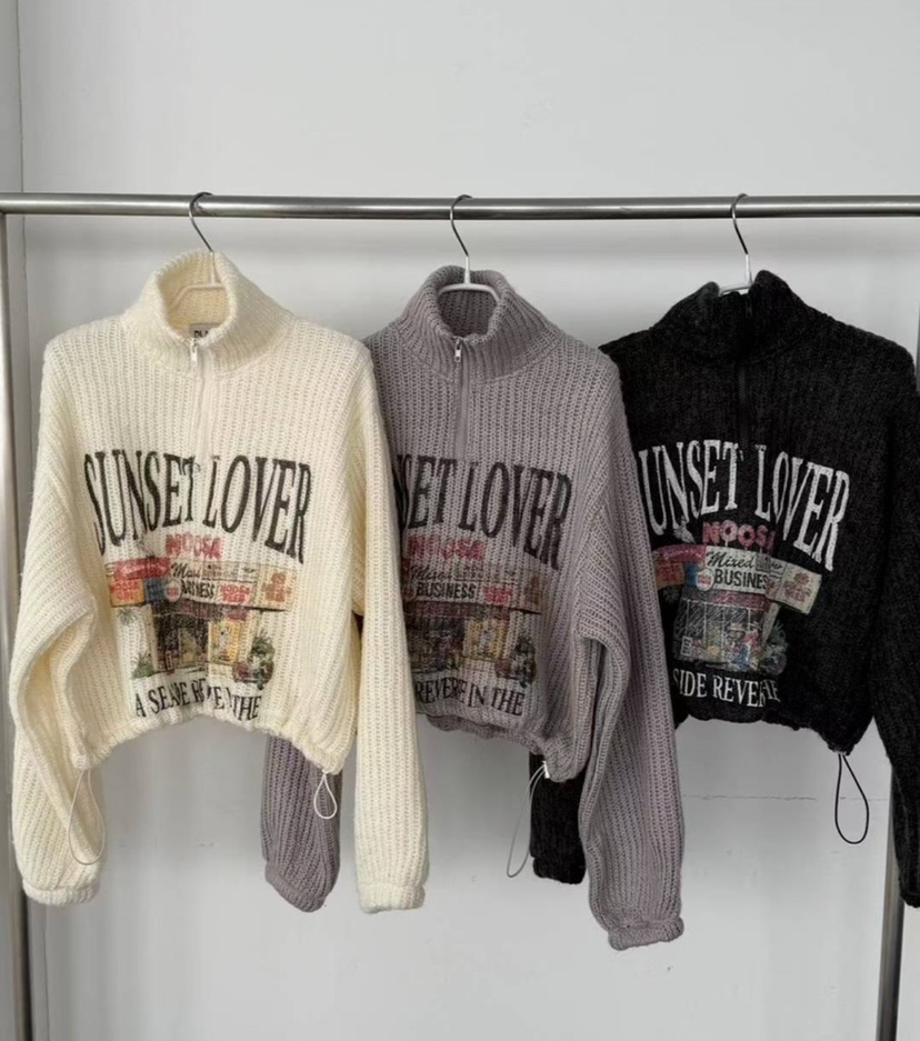 BLACKFRIDAY韓國代購㊣女裝新品時尚職業休閑熱賣針織衫拉鏈BLACK FRIDAY針織衫圖色3左三色